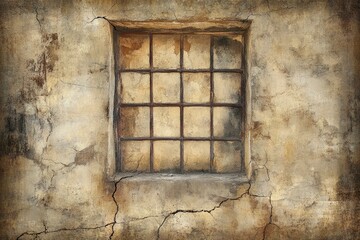 Fototapeta premium Rustic Grunge Window on Cracked Wall Texture Image
