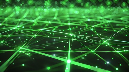 Obraz premium Glowing green network. Futuristic technology concept. 3D rendering.