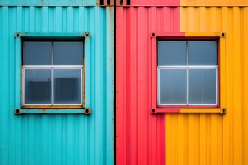 Colorful Shipping Container Windows Modern Architecture
