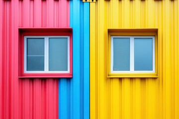 Fototapeta premium Colorful Metal Building Exterior with Windows