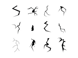 Crack silhouette vector illustration on transparent background