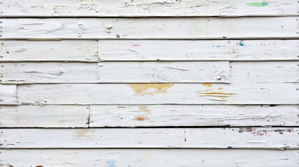 Obraz premium Distressed White Wooden Plank Wall Background with Textured Surface for Rustic Interior Design Concepts and Photography Backdrops