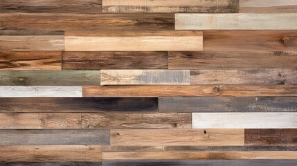Naklejka premium Vintage Rustic Wooden Planks Textured Wall Background with Light and Dark Natural Wood Colors in Horizontal Arrangement