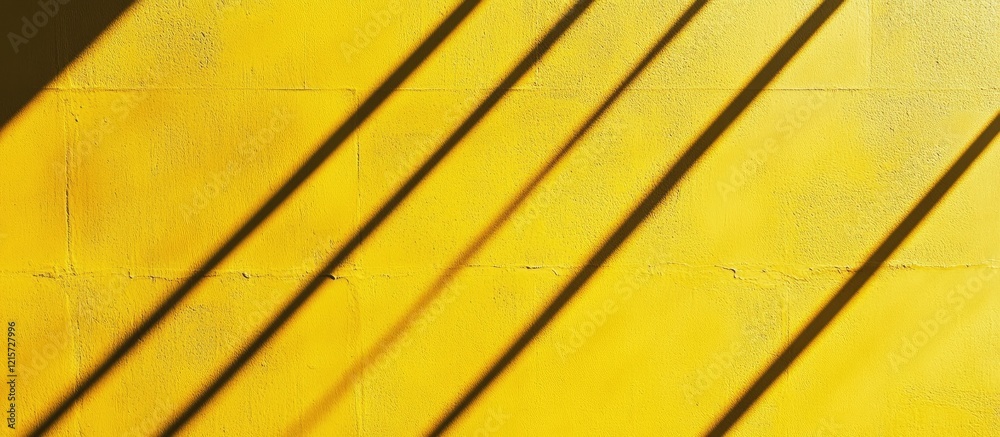Wall mural yellow cement wall with diagonal shadows creating space for text and graphic elements