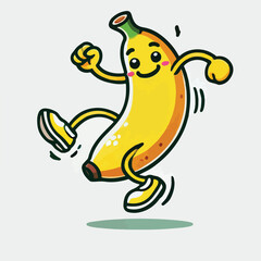 Joyful Dancing Banana Cartoon Character Illustration