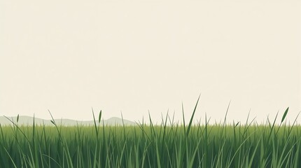 Fototapeta premium Fresh Green Meadow Illustration with Isolated Sky and Lawn Landscape in Summer and Spring