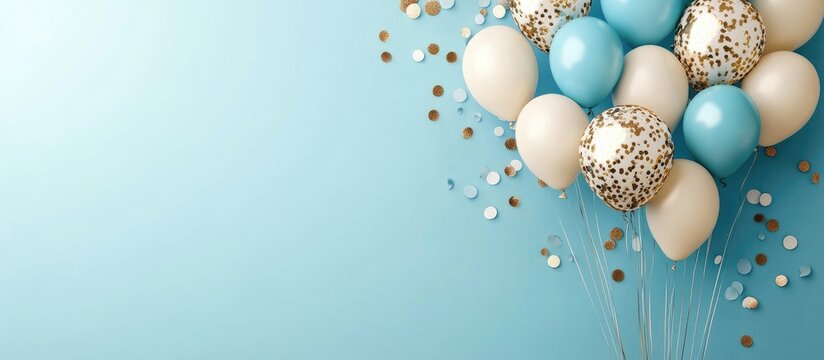 80th Birthday Party Celebration with Colorful Balloons and Empty Space for Personalized Text and Greetings