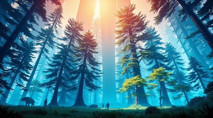 Obraz premium forest, blue, mysterious