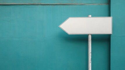 Directional Blank Arrow Signpost Against a Teal Wall Ideal for Hospital Health Care Insurance Services Marketing and Branding Purposes