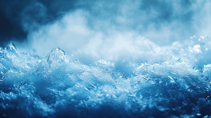 Fototapeta premium Minimalist icy blue backdrop with copyspace for text Ideal for fashion concepts or winter-themed designs. Snowy texture for elegance.