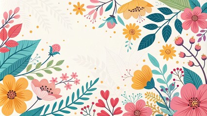 Colorful floral patterns on a subtle background with a mix of bright and soft hues creating a playful atmosphere, colorful, floral, abstract, illustration