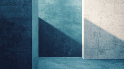 Abstract Teal Concrete Architectural Interior Design