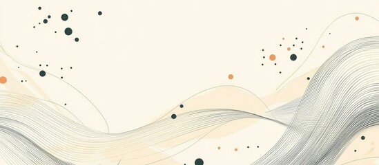 Abstract Minimalist Cream Color Art with Lines Dots on White Background Ideal for Text Placement and Stylish Home Decor