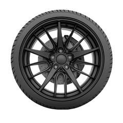 Obraz premium Blacked-Out Sport Rim with Performance Tire Isolated on Transparent Background