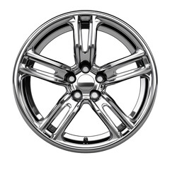 Obraz premium Luxury Chrome Alloy Wheel with Sleek Spoke Design