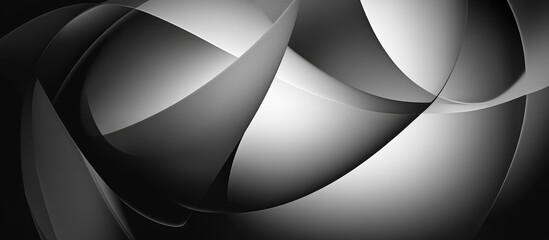 Interconnected Black and White Geometric Shapes Abstract Design with Negative Space for Text Placement