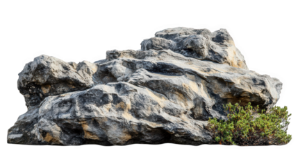 large. rugged rock formation with a natural texture and a small green plant growing at its base this depiction emphasizes the raw beauty of nature and can be used in various contexts. such as landscap