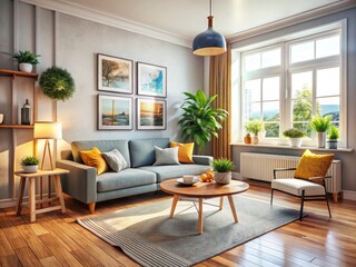 Fototapeta premium Scandinavian Minimalist Cozy Living Room Urban Exploration Photography