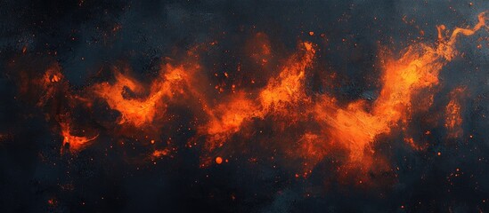 Vibrant orange and red flame texture with dark background ideal for creative projects and presentations featuring empty space for text.