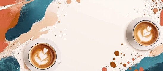 Obraz premium Elegant Abstract Background Featuring Coffee Cups with Artful Foam and Space for Your Custom Text or Branding