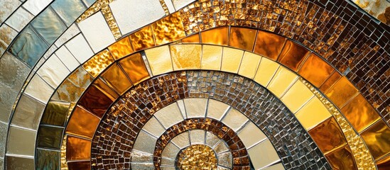 Naklejka premium Abstract Mosaic Design Featuring Metallic Gold and Earthy Tones With Generous Copyspace for Text Placement and Creative Uses