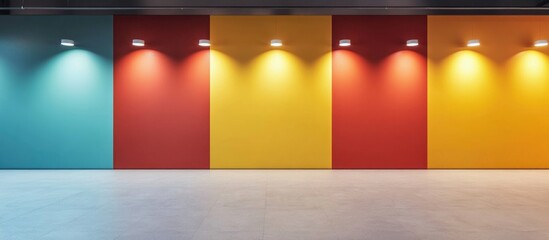 Colorful walls with white LED lights creating a modern blank space ideal for showcasing text or promotional content