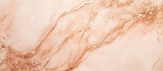Fototapeta premium Abstract beige marble texture background featuring elegant rose gold glitter lines and ample empty space for stylish text placement