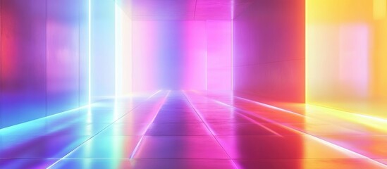 Vibrant Holographic Neon Background with Iridescent Colors and Space for Custom Text in a Futuristic Setting