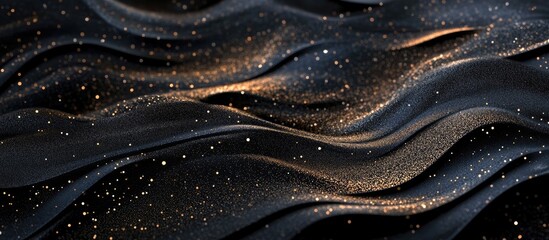 Abstract luxury background with shimmering wave patterns creating an elegant space for text or branding on a dark canvas.
