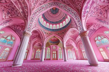Obraz premium Pink Mosque Interior Stunning Architecture Design
