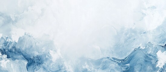 Fototapeta premium Blue marble ocean texture background with wavy patterns and soft clouds ideal for design projects and text placement.