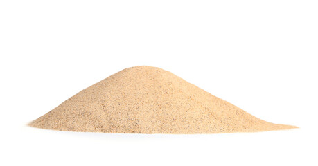 Heap of light beach sand on white background