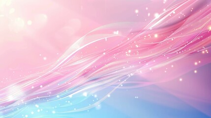 Abstract wavy lines in soft pink and blue tones with sparkling effects.