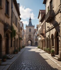 Ancient buildings and narrow streets surrounding a picturesque old town square , square, italy