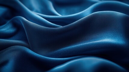 Obraz premium Blue silk fabric waves, dark studio, elegant backdrop, textile design