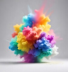 Fototapeta premium Colorful rainbow powder cloud on white background, colorful, powder, cloud