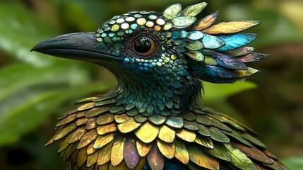 Obraz premium Iridescent, jewel-toned bird with detailed plumage.