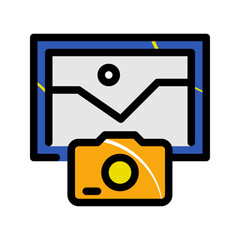 Animated frame with yellow camera on white background. Suitable for photography blogs, social media posts, and design projects with a pop of color.
