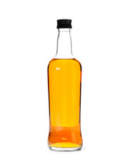Bottle of rum on white background