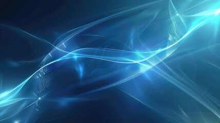 Abstract blue light waves creating a serene digital atmosphere.