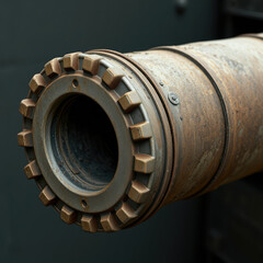 Close-up of a rusty metal pipe with intricate details and textures, machinery parts, weathered steel, metal texture, technical design., industrial pipes