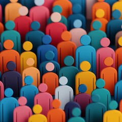 Colorful crowd of diverse people.