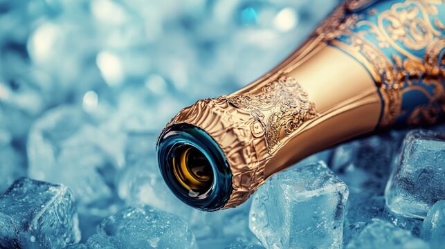 Elegant Champagne Bottle on Ice