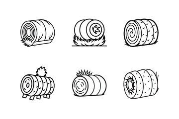 hay bale icon vector line art illustration © MST