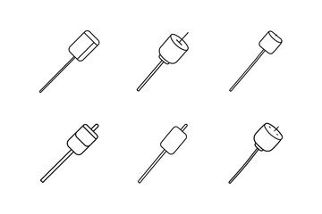 marshmallow stick vector line art illustration