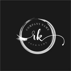 RK Elegant Circular Logo Design with Feather and Calligraphic Text