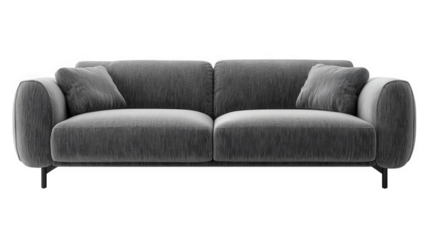 a modern. stylish gray sofa with a sleek design. featuring plush cushions and rounded edges. perfect for contemporary living spaces this piece combines comfort and aesthetics. making it an ideal choic