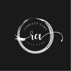 RA Elegant Circular Logo Design with Feather and Calligraphic Text