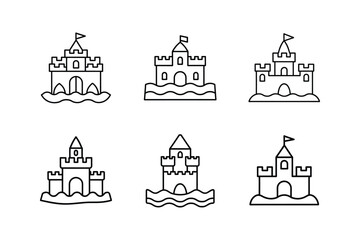 sandcastle icon vector line art illustration
