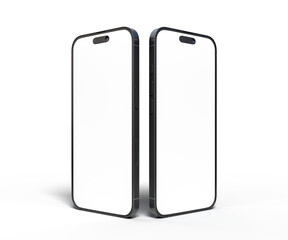 Realistic Smartphone with blank screens display isolated on background. Mobile phone digital mockups template for presentation branding, ads, banner, UI, UX interface, website, gadget presenting